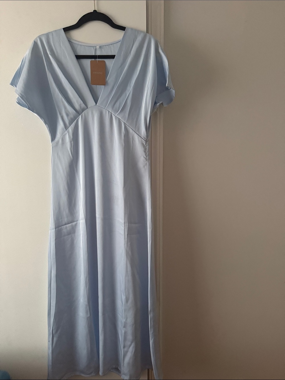 Rihoas Light Blue V-Neck Maxi Dress